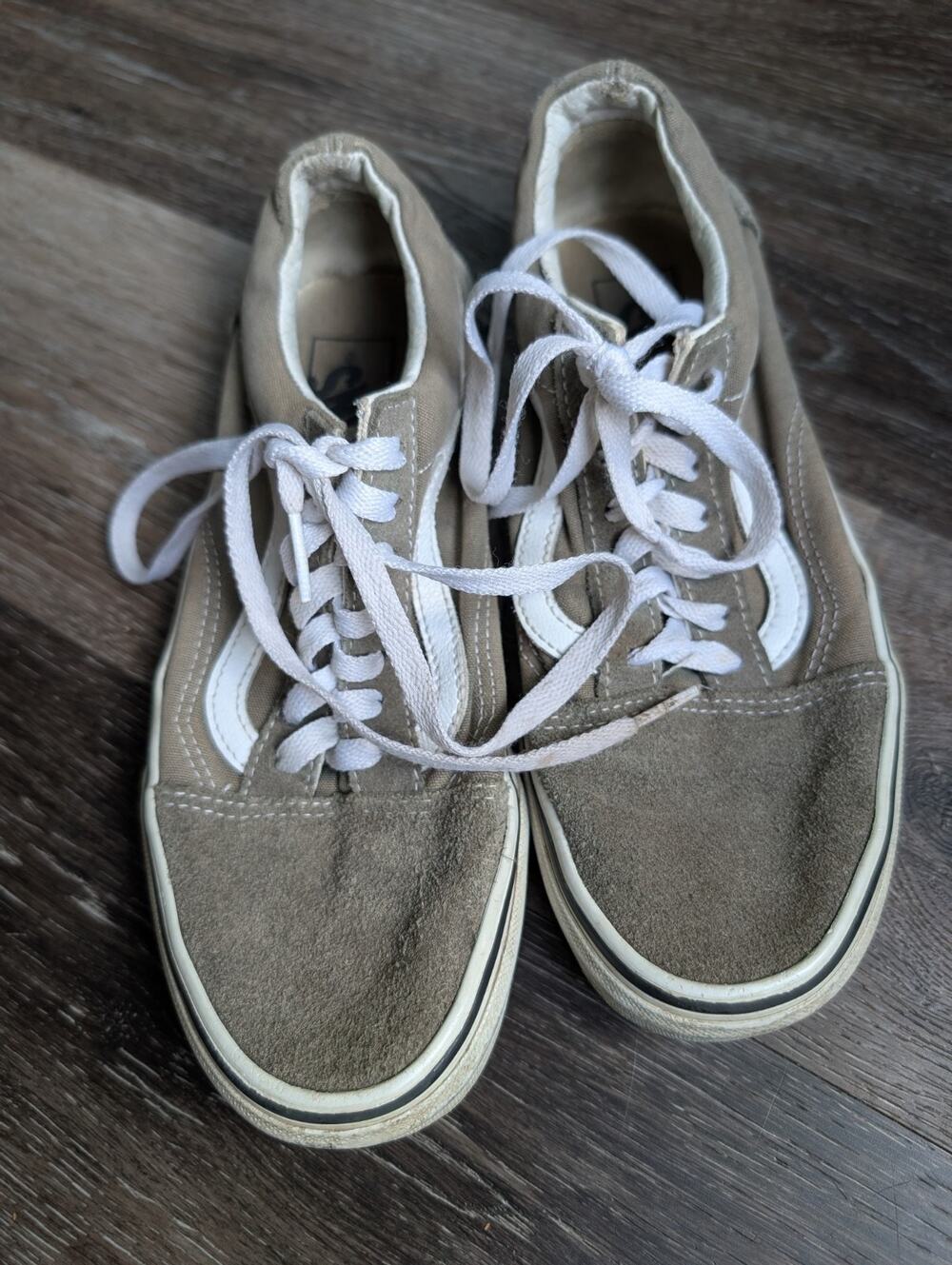 Vans Old Skool Suede Canvas Skate Shoes Olive Green Taupe Women's 7.5 Men's 6